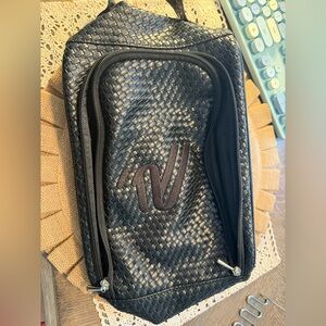 Varsity Black Woven Shoe Bag